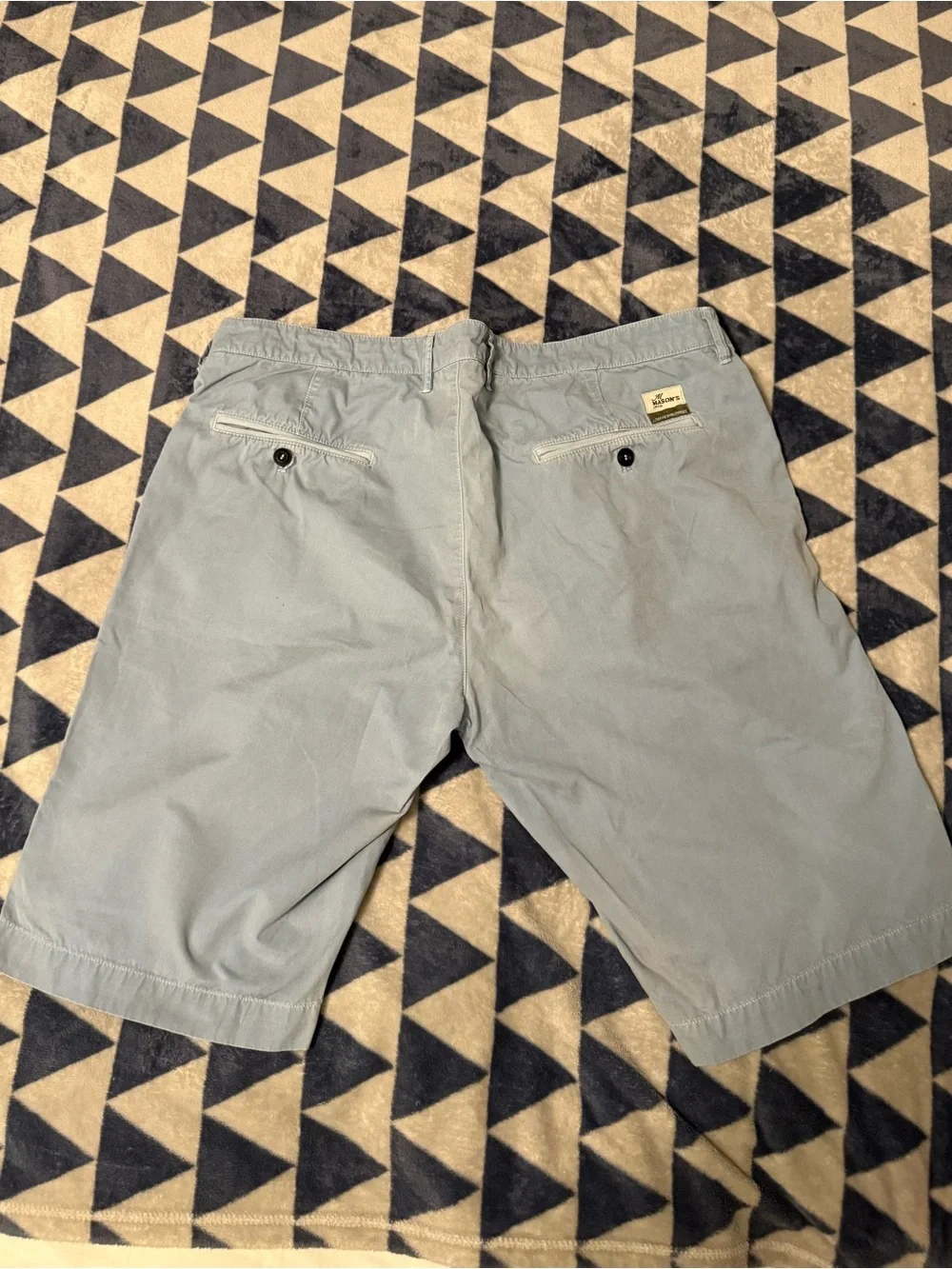 Mason Light Blue Flat Front Cotton Shorts